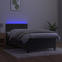 Letto a Molle con Materasso e LED Grigio Scuro 90x190cm Velluto 3134256