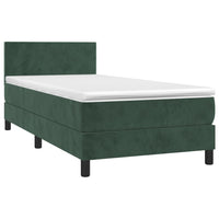 Letto a Molle con Materasso e LED-Struttura Letto con Materasso Verde Scuro 90x190 cm Velluto 712290