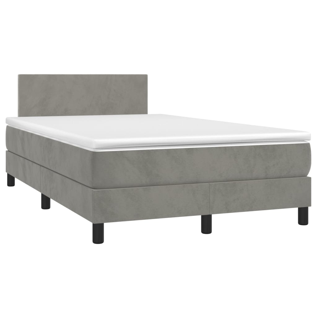 Letto a Molle Materasso e LED Grigio Chiaro 120x200 cm Velluto cod mxl 62965