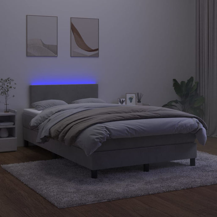 Letto a Molle Materasso e LED Grigio Chiaro 120x200 cm Velluto cod mxl 62965
