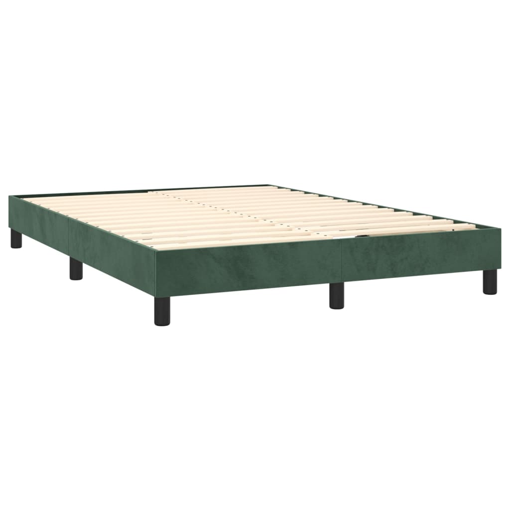 Letto a Molle con Materasso e LED Verde Scuro 140x200cm Velluto cod mxl 35187