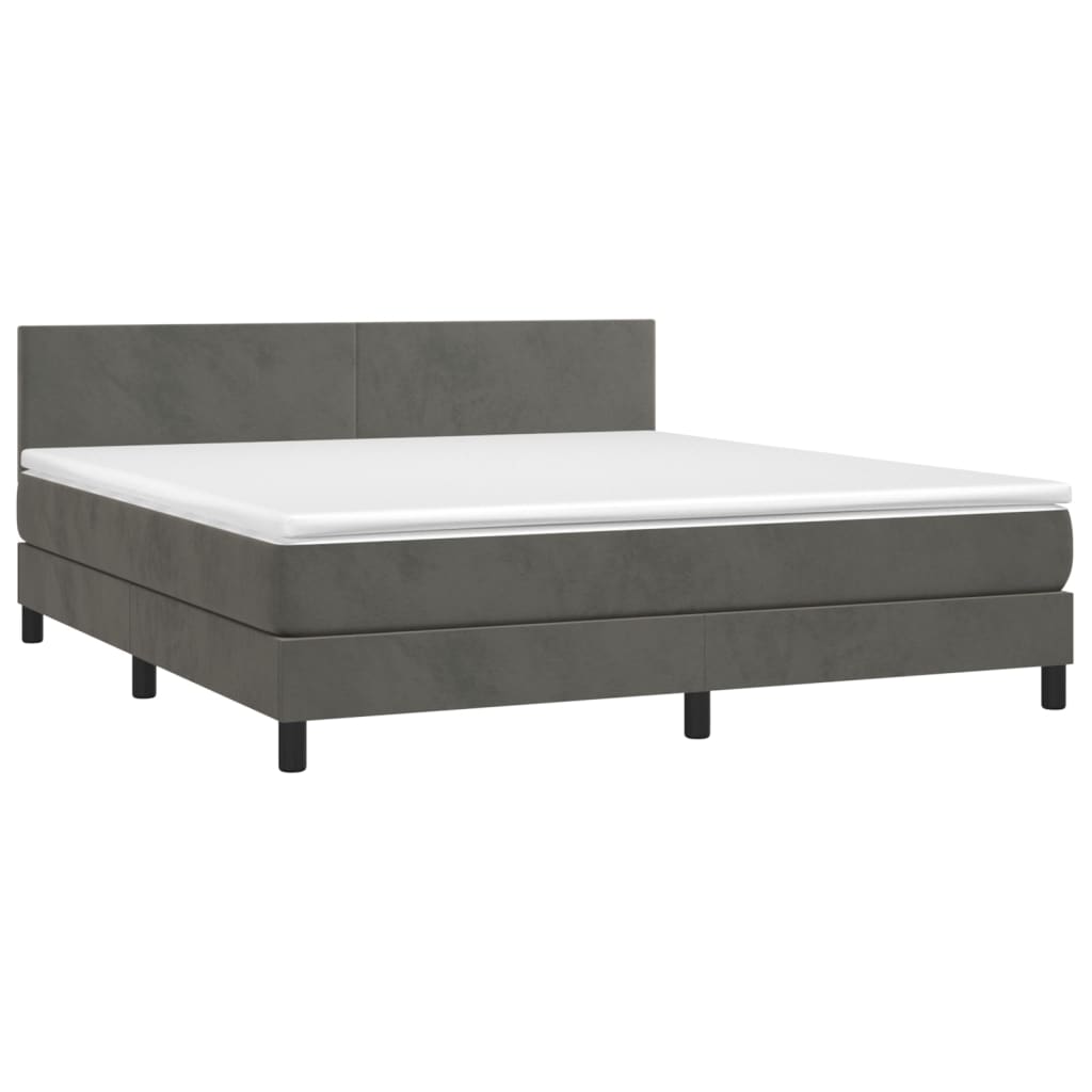 Letto a Molle con Materasso e LED Grigio Scuro 180x200 cm 3134298