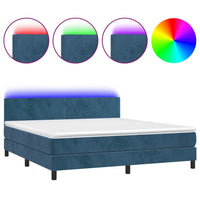 Letto a Molle con Materasso e LED Blu Scuro 180x200 cm 3134301