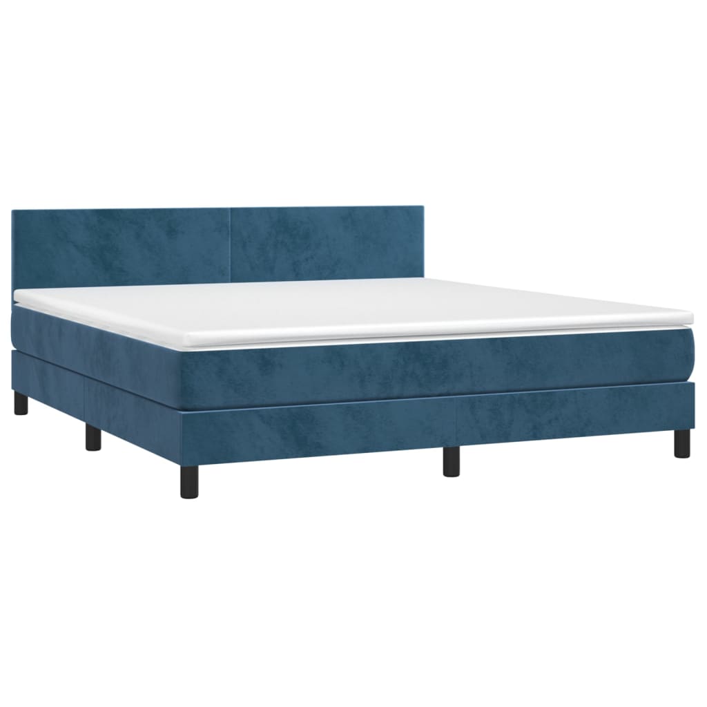 Letto a Molle con Materasso e LED Blu Scuro 180x200 cm 3134301