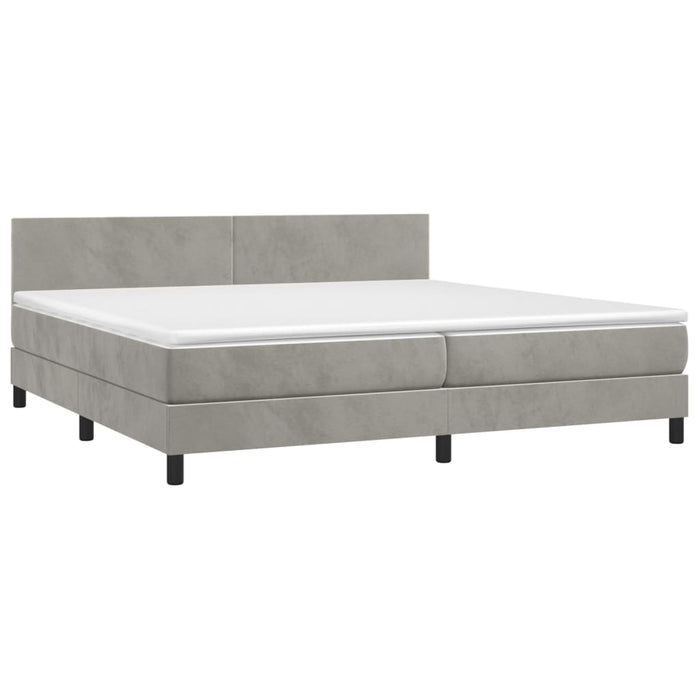 Letto a Molle Materasso e LED Grigio Chiaro 200x200 cm Velluto 3134303