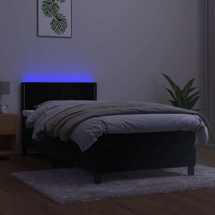 Letto a Molle con Materasso e LED-Struttura Letto con Materasso Nero 80x200 cm in Velluto 625331