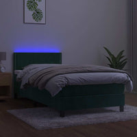 Letto a Molle con Materasso e LED-Struttura Letto con Materasso Verde Scuro 80x200cm Velluto 854327
