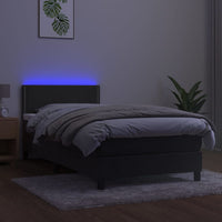 Letto a Molle con Materasso e LED-Struttura Letto con Materasso Grigio Scuro 90x190cm Velluto 125968