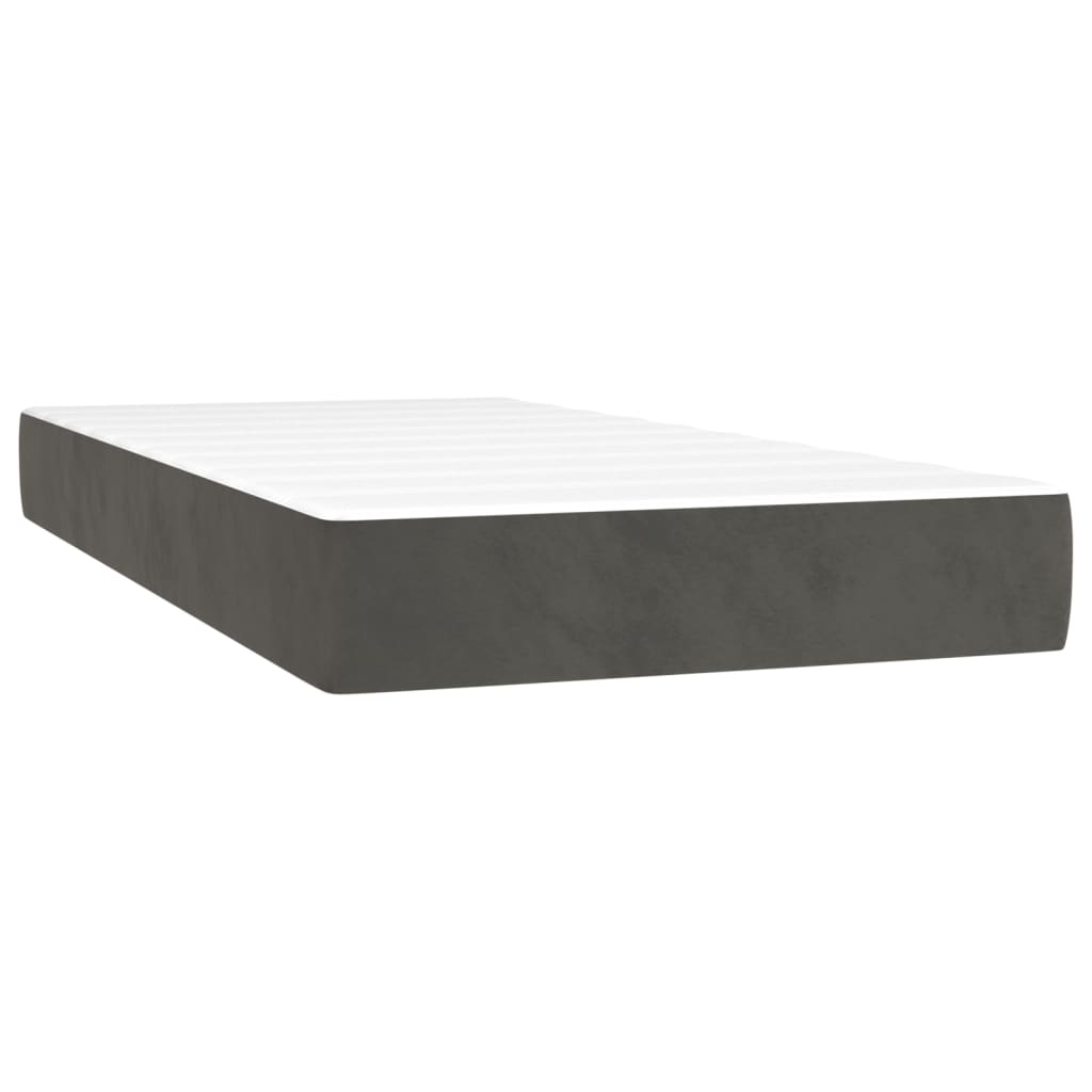 Letto a Molle con Materasso e LED-Struttura Letto con Materasso Grigio Scuro 90x200cm Velluto 795827