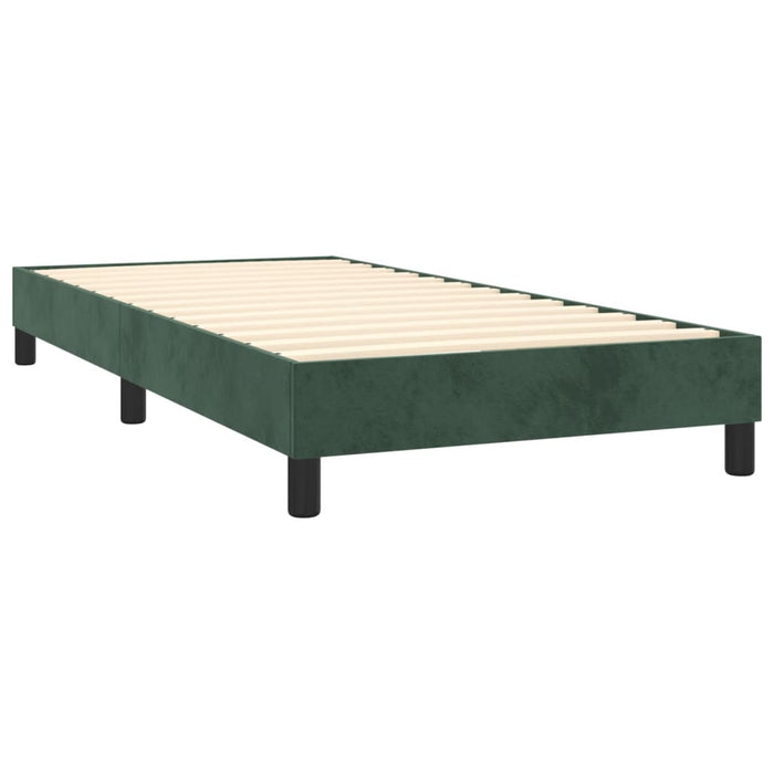 Letto a Molle con Materasso e LED Verde Scuro 90x200cm Velluto 3134324