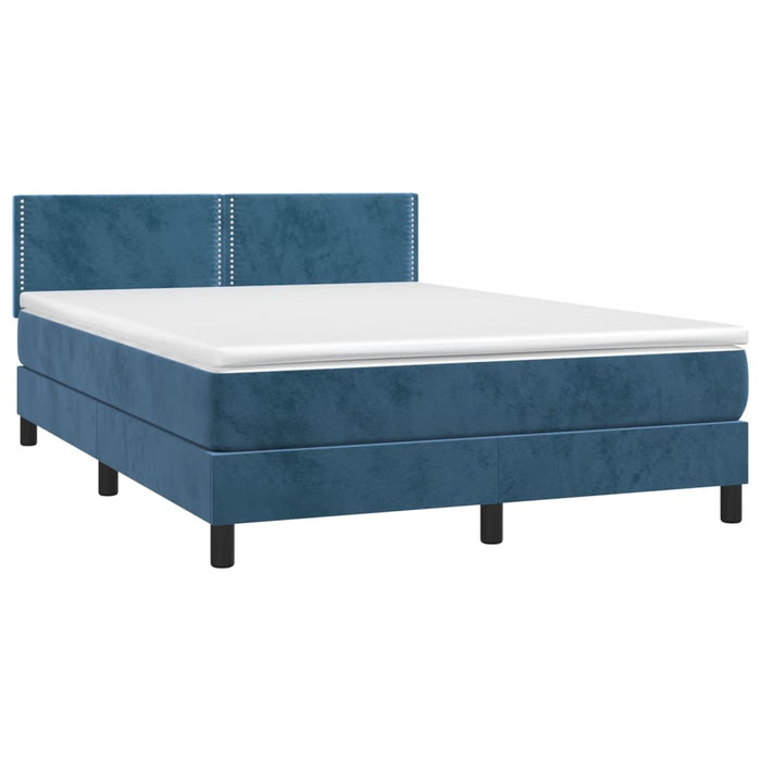 Letto a Molle con Materasso e LED Blu Scuro 140x190 cm 3134343