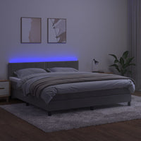 Letto a Molle Materasso e LED Grigio Chiaro 160x200 cm Velluto 3134351