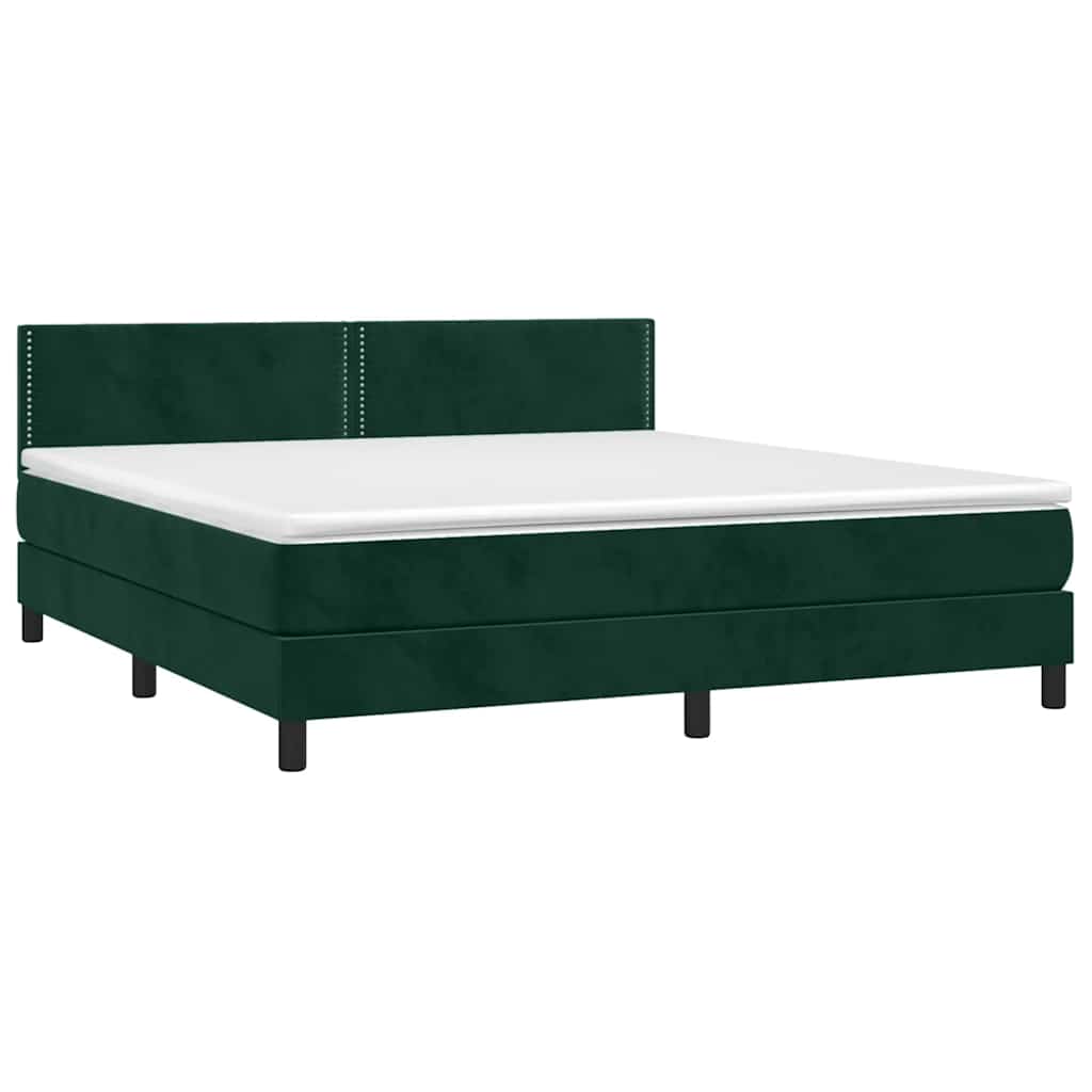 Letto a Molle con Materasso e LED Verde Scuro 180x200cm Velluto 3134360