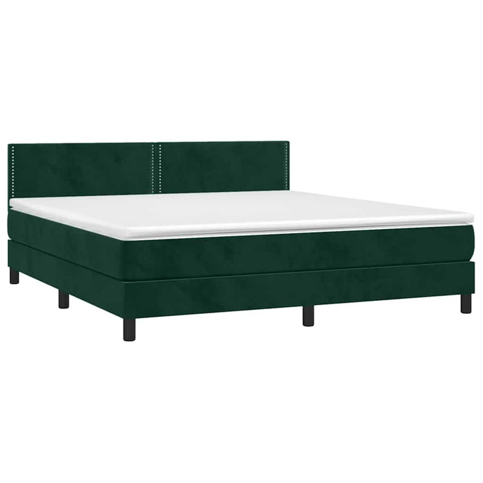 Letto a Molle con Materasso e LED Verde Scuro 180x200cm Velluto 3134360