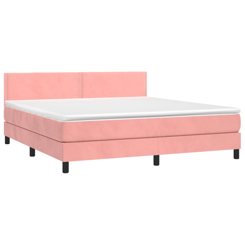 Letto a Molle con Materasso e LED Rosa 180x200 cm in Velluto 3134362