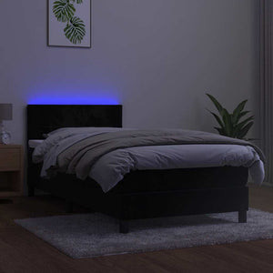 Letto a Molle con Materasso e LED-Struttura Letto con Materasso Nero 80x200 cm in Velluto 173828