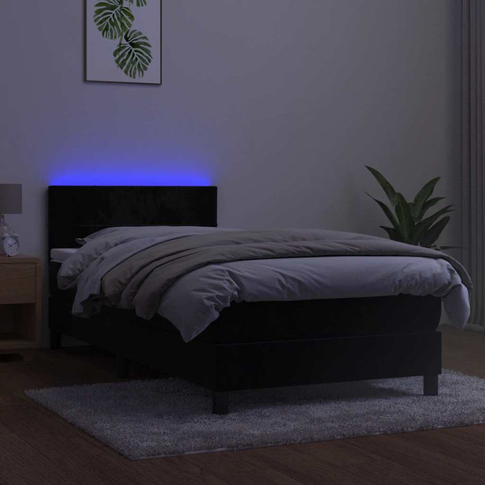 Letto a Molle con Materasso e LED-Struttura Letto con Materasso Nero 80x200 cm in Velluto 173828