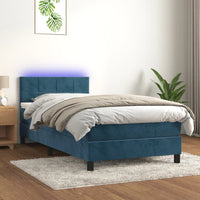 Letto a Molle con Materasso e LED-Struttura Letto con Materasso Blu Scuro 80x200cm in Velluto 373401
