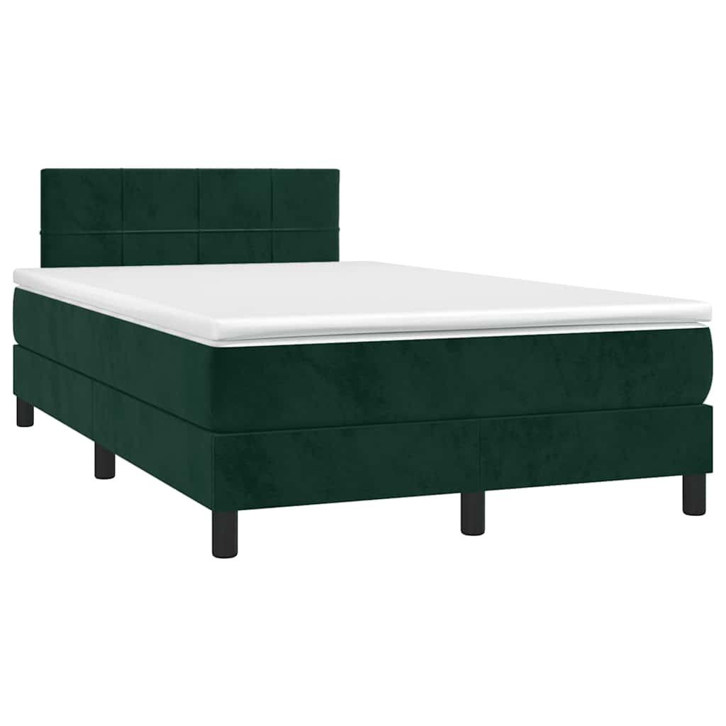 Letto a Molle con Materasso e LED Verde Scuro 120x200cm Velluto 3134396