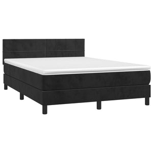 Letto a Molle con Materasso e LED Nero 140x190 cm in Velluto 3134401