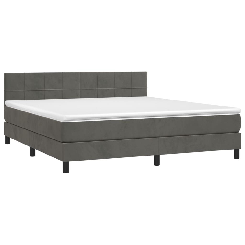 Letto a Molle con Materasso e LED Grigio Scuro 160x200 cm cod mxl 37955