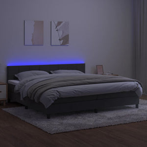 Letto a Molle con Materasso e LED Grigio Scuro 200x200 cm 3134424