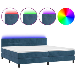 Letto a Molle con Materasso e LED Blu Scuro 200x200 cm 3134427