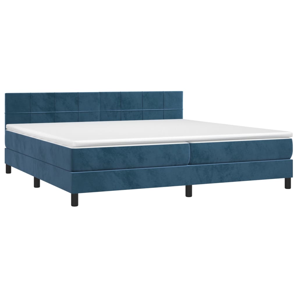 Letto a Molle con Materasso e LED Blu Scuro 200x200 cm 3134427