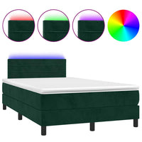 Letto a Molle con Materasso e LED Verde Scuro 120x200cm Velluto 3134456