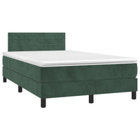 Letto a Molle con Materasso e LED Verde Scuro 120x200cm Vellutocod mxl 98919
