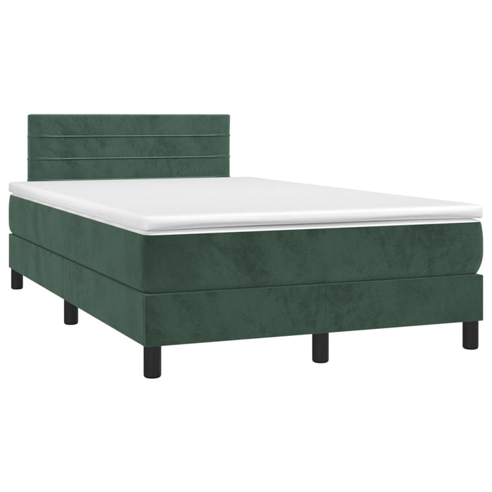 Letto a Molle con Materasso e LED Verde Scuro 120x200cm Vellutocod mxl 98919