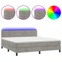 Letto a Molle Materasso e LED Grigio Chiaro 180x200 cm Velluto 3134477