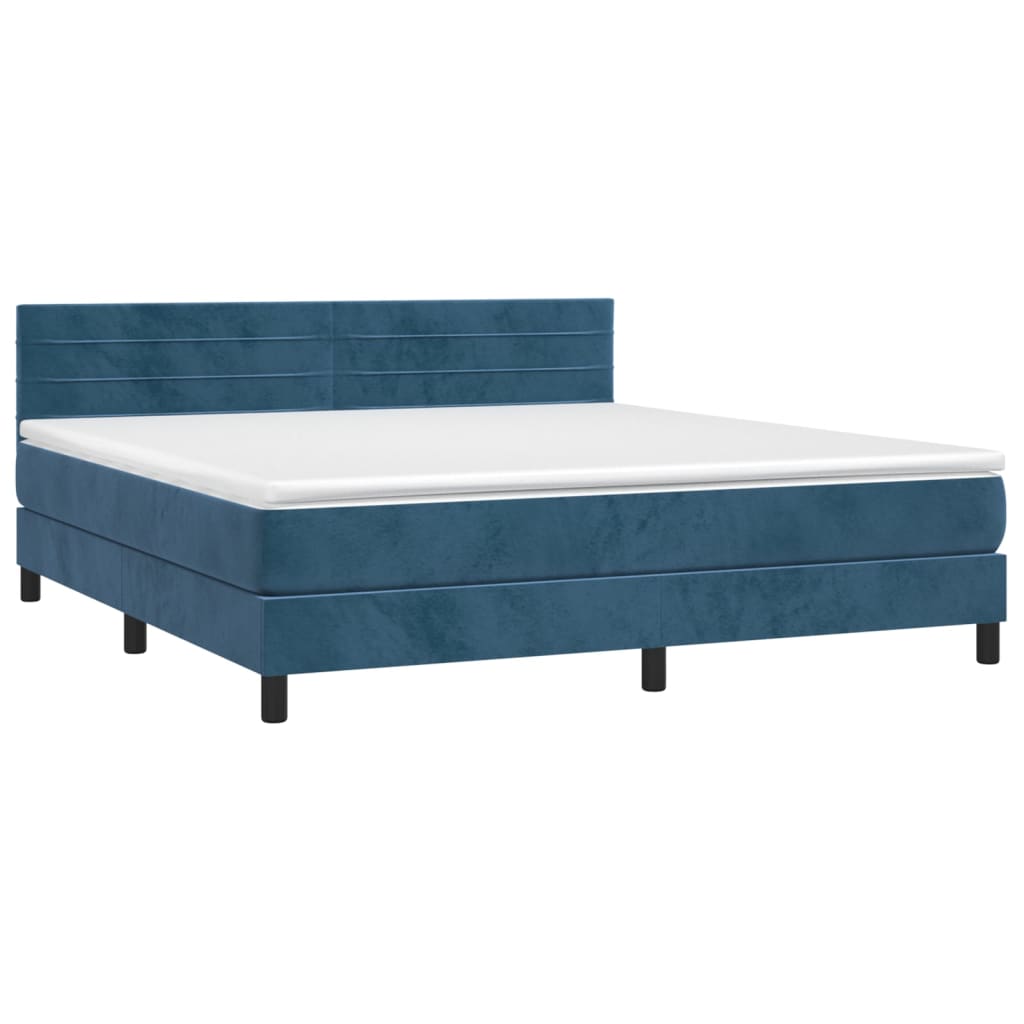 Letto a Molle con Materasso e LED Blu Scuro 180x200 cm 3134481