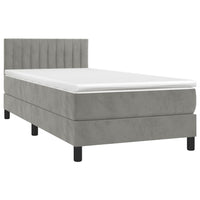 Letto a Molle con Materasso e LED-Struttura Letto con Materasso Grigio Chiaro 80x200 cm Velluto 296663