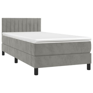 Letto a Molle con Materasso e LED-Struttura Letto con Materasso Grigio Chiaro 80x200 cm Velluto 296663