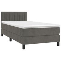 Letto a Molle con Materasso e LED-Struttura Letto con Materasso Grigio Scuro 80x200cm Velluto 176633