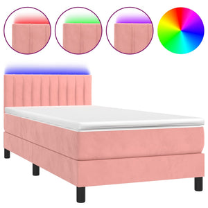 Letto a Molle con Materasso e LED-Struttura Letto con Materasso Rosa 80x200 cm in Velluto 862958