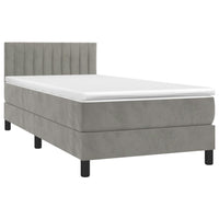 Letto a Molle Materasso e LED Grigio Chiaro 90x190 cm Velluto 3134495