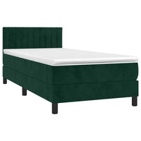 Letto a Molle con Materasso e LED Verde Scuro 90x190 cm Velluto 3134498