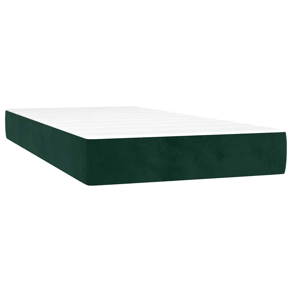 Letto a Molle con Materasso e LED-Struttura Letto con Materasso Verde Scuro 100x200cm Velluto 414630