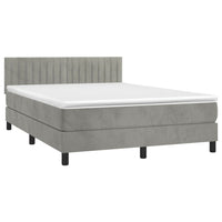 Letto a Molle Materasso e LED Grigio Chiaro 140x190 cm Velluto 3134519