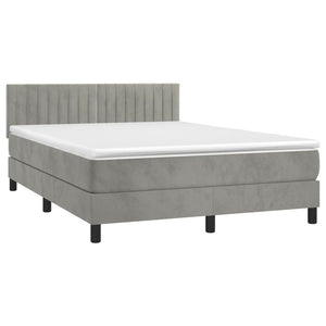 Letto a Molle Materasso e LED Grigio Chiaro 140x190 cm Velluto 3134519