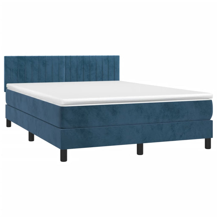 Letto a Molle con Materasso e LED Blu Scuro 140x190 cm 3134523