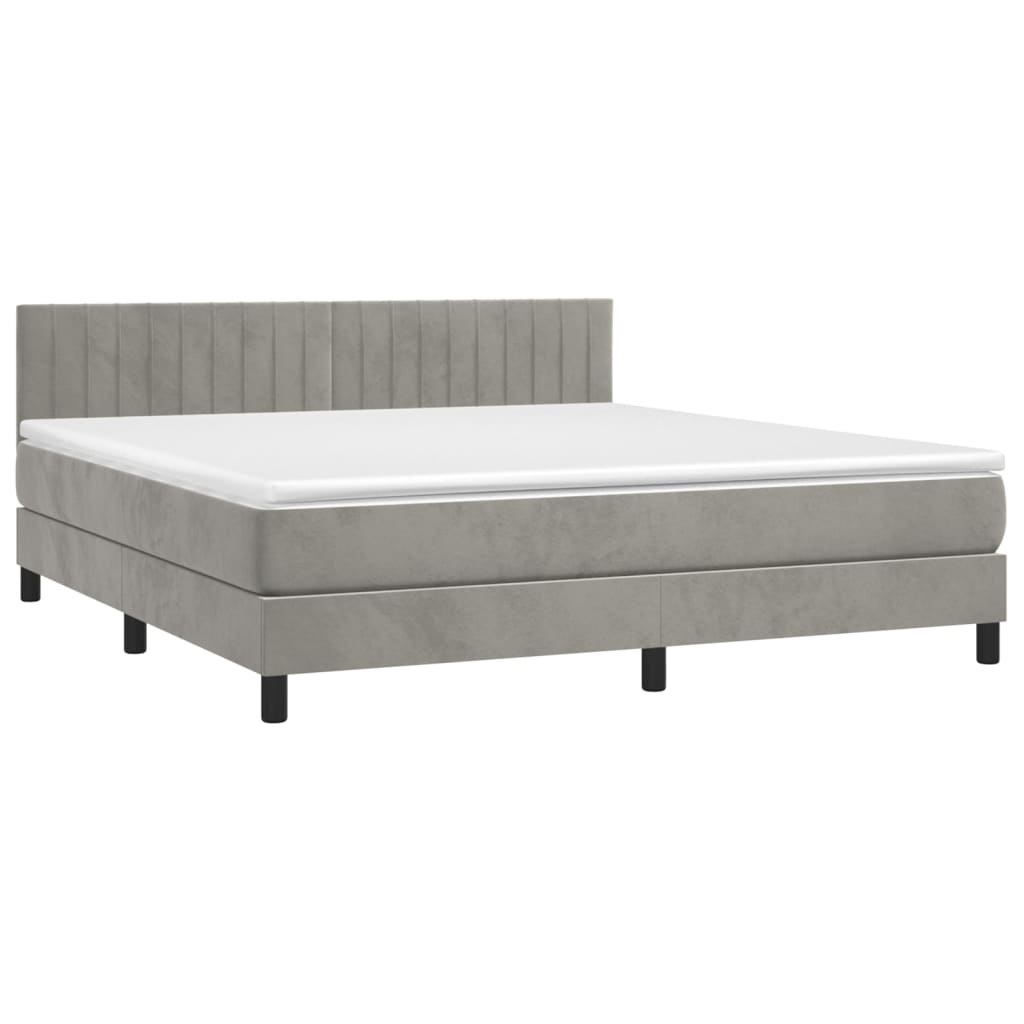 Letto a Molle Materasso e LED Grigio Chiaro 180x200 cm Vellutocod mxl 122849