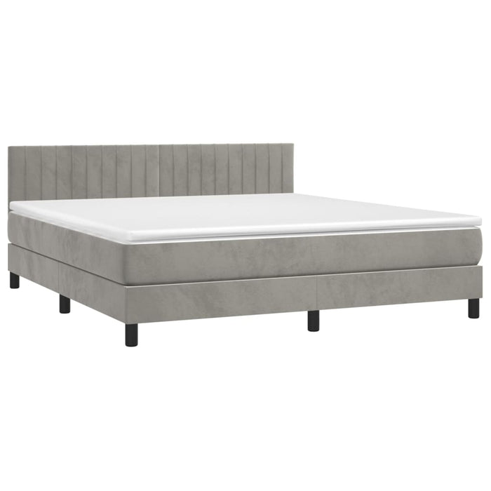 Letto a Molle Materasso e LED Grigio Chiaro 180x200 cm Vellutocod mxl 122849