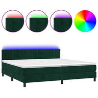 Letto a Molle con Materasso e LED Verde Scuro 200x200cm Velluto 3134546