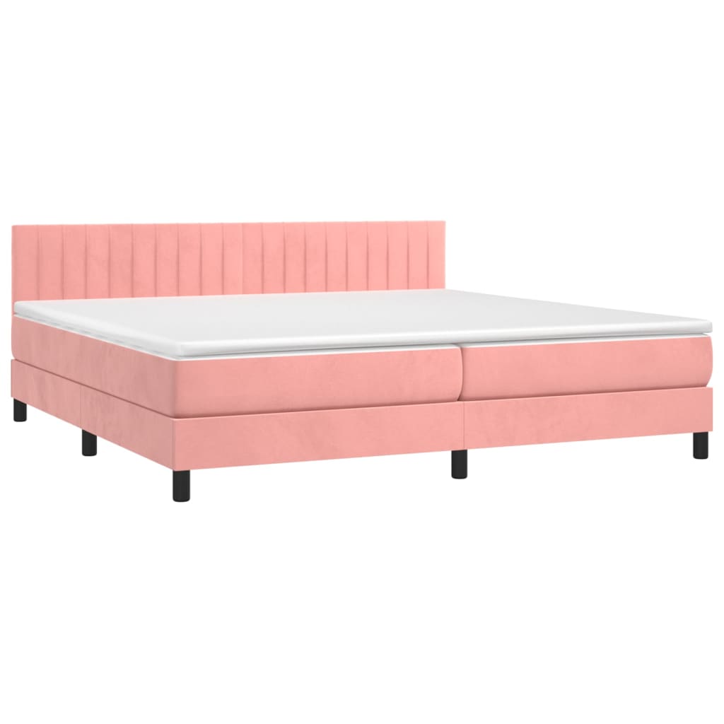 Letto a Molle con Materasso e LED Rosa 200x200 cm in Velluto cod mxl 60390
