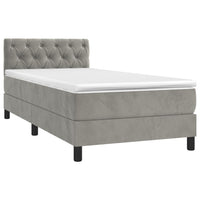 Letto a Molle Materasso e LED Grigio Chiaro 80x200 cm Velluto 3134549