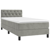 Letto a Molle con Materasso e LED-Struttura Letto con Materasso Grigio Chiaro 80x200 cm Velluto 753391