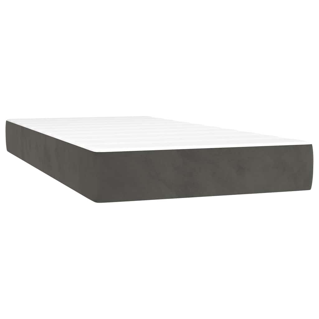 Letto a Molle con Materasso e LED Grigio Scuro 80x200cm Velluto 3134550